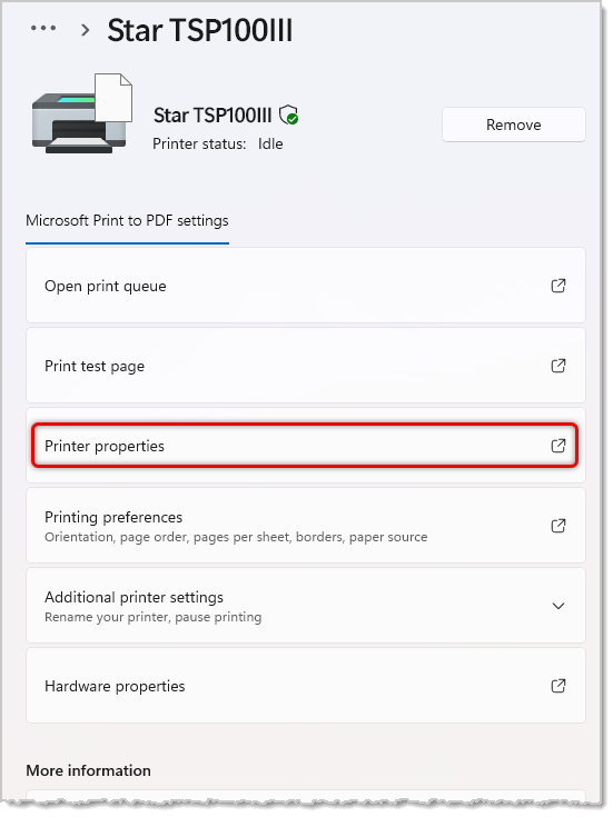 Access Printer Properties from the Win 11 Printer Page