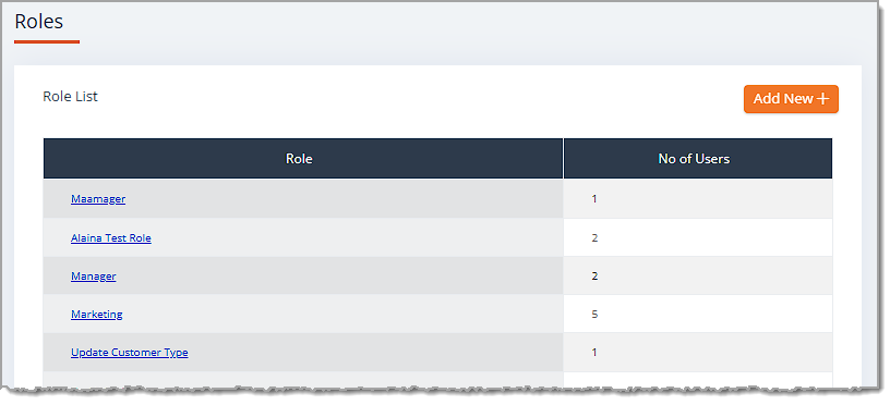 Image of the Roles page in the eTailPet system.