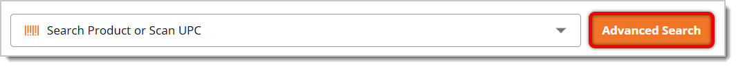 Image highlighting the Advanced Search button in the eTailPet Register.