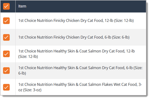 Image showing all page items selected in the Advanced Search area of the eTailPet Register.