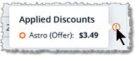 Image showing the Info popup about a line-item Astro Offer discount on the New Sale page of the eTailPet system.