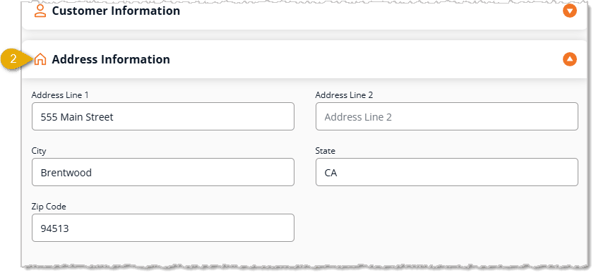 Image showing the Address Information section of the Add New Customer window on the New Sale page of the eTailPet system.