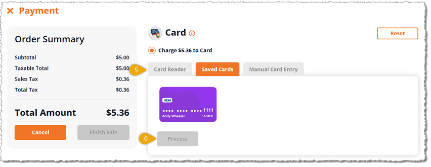 Image showing the Payment panel with steps indicated for paying for a Subscription in the eTailPet system.