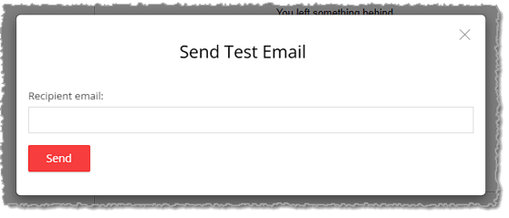 Image showing the Send Test Email window of the Edit Message area of the eTailPet system.