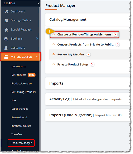 Image showing the initial steps of setting Order in Multiples for products in the Product Manager of the eTailPet system.