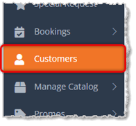 Image showing the Customers area of the main eTailPet menu.