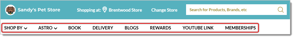 Image highlighting Navigation Banners on an eTailPet website.