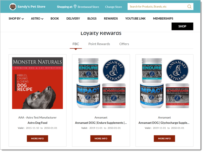 Image showing an example of a Loyalty Rewards page.