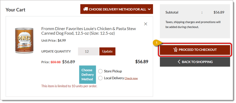 Image highlighting the Proceed to Checkout button.
