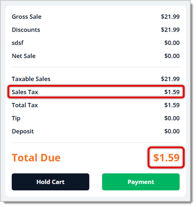 Image highlighting the Sales Tax line in the transaction.