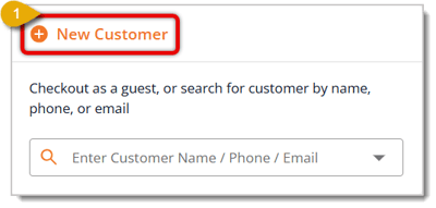 Image highlighting the New Customer button in New Sale.