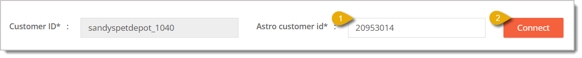 Image highlighting the Astro Customer ID function in a customer's Astro Loyalty Integration area.