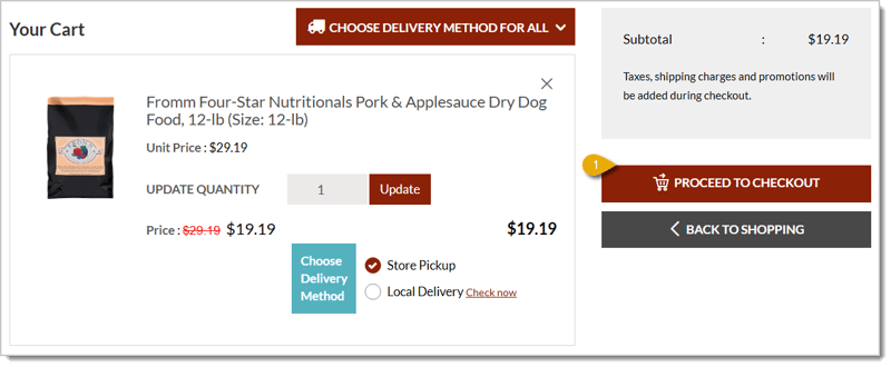 Image highlighting the Proceed to Checkout button in an online cart.