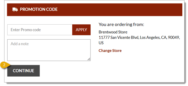 Image highlighting the Continue button in an online checkout.