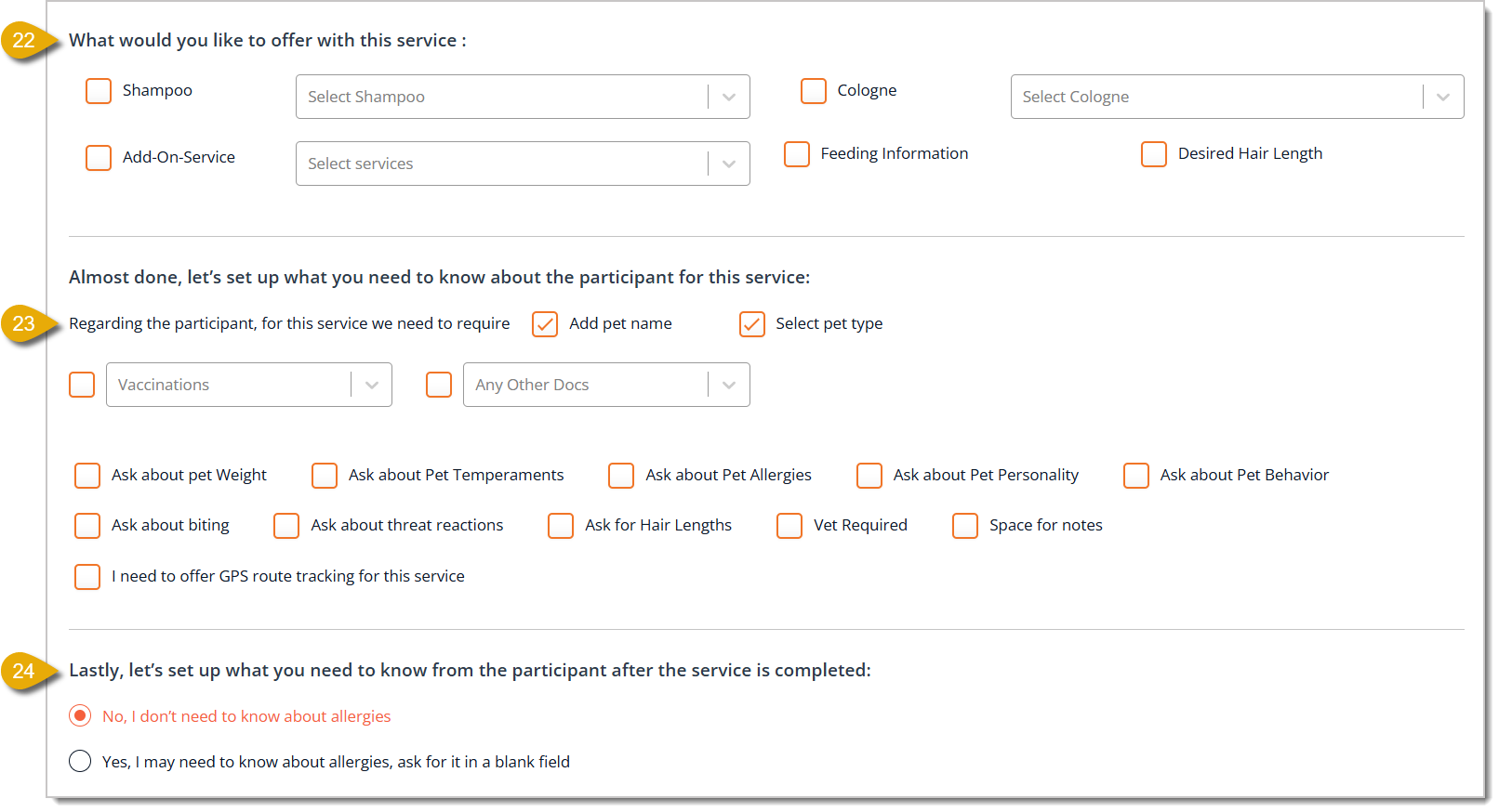 Image of the third part of the Add New Service page.