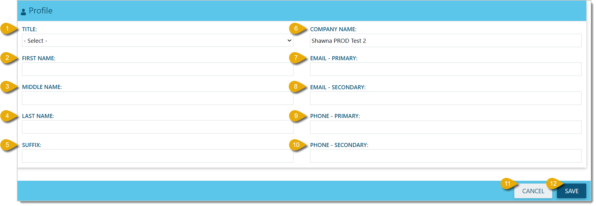 Image of the Profile page where you can edit details.