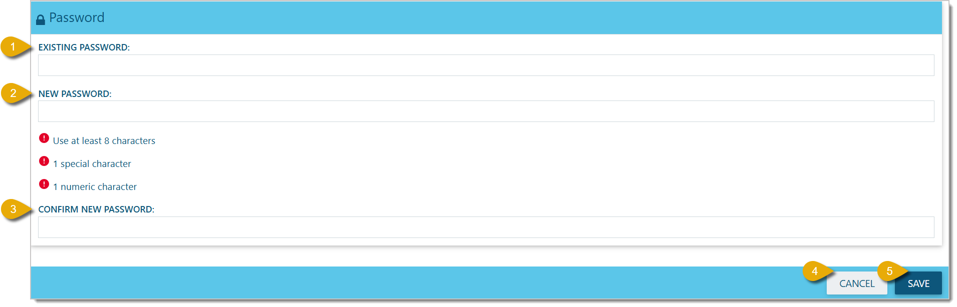 Image of the Change Password page.