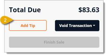 Image of the Add Tip button in the Payment page.