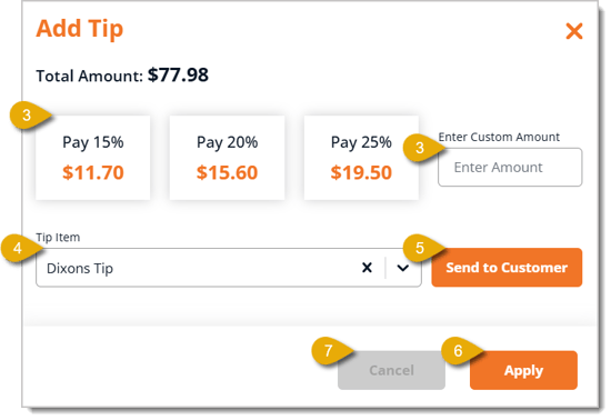 Image of the Add Tip window, with major functions highlighted.