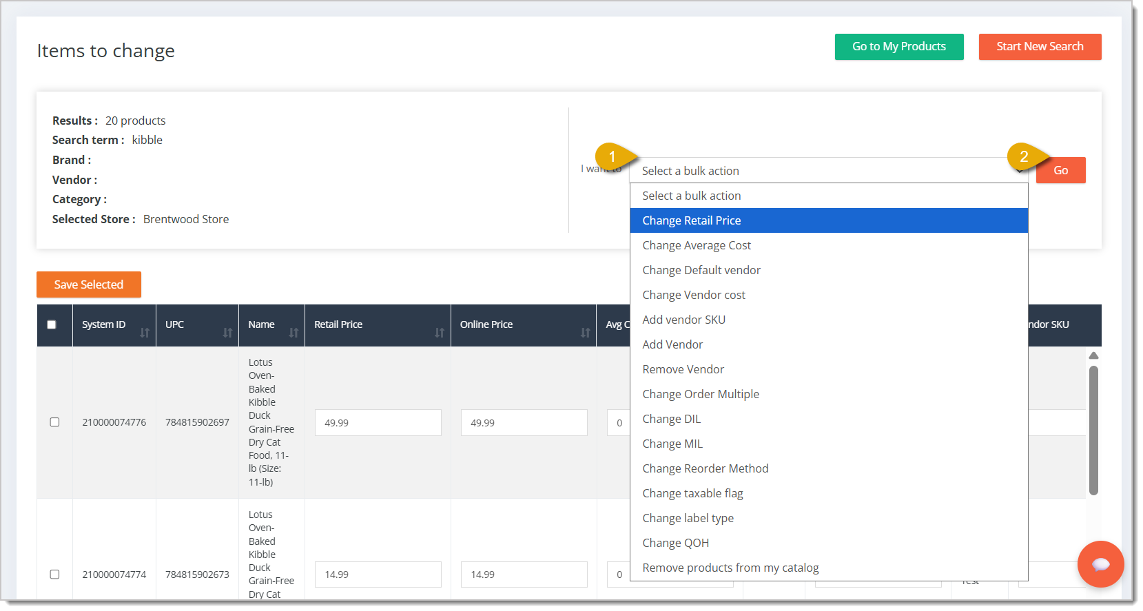 Image highlighting the Bulk Actions drop-list.