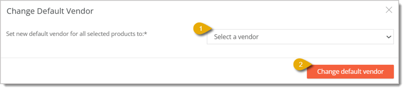 Image of the Change Default Vendor bulk action window.