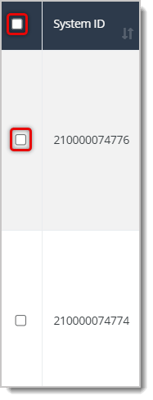 Image highlighting the checkboxes in the data table of the Change Items bulk actions area.