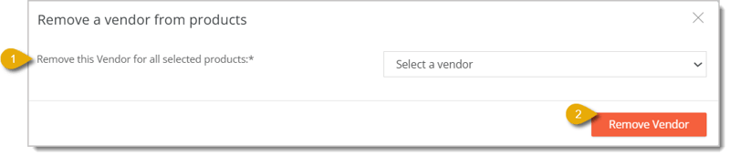Image of the Remove a Vendor bulk action window.