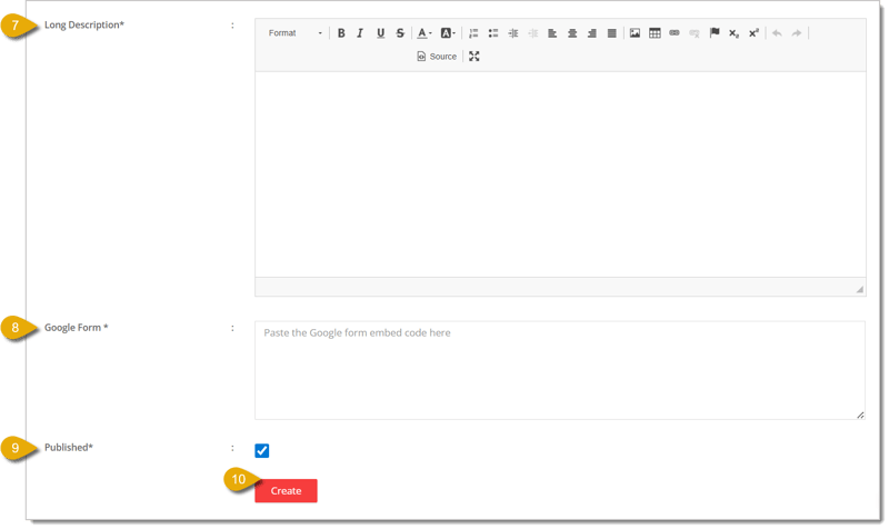 Image showing the second part of the Google Form Content Page customization menu.