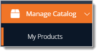 Image of the Manage Catalog > My Products selections in the eTailPet main menu.