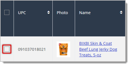 Image highlighting the checkbox on the left of an item in My Products.