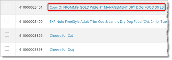 Image highlighting the name of a Product in the My Products area.