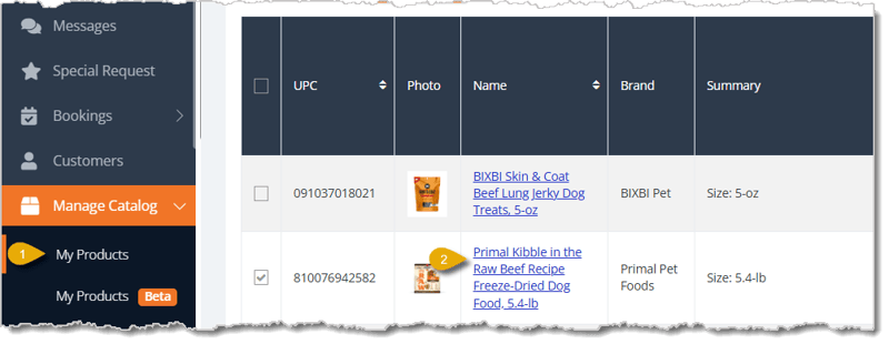 Image highlighting steps to access a product in My Products.