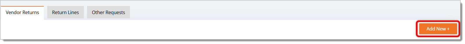 Image highlighting the Add New button in the Vendor Returns area.