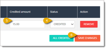 Image highlighting steps to mark a Vendor Credit as Credited.