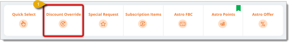 Image highlighting the Discount Override button in the New Sale Screen.