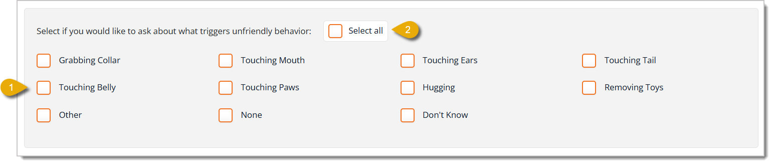 Image of the options for the Unfriendly Behavior Triggers section.
