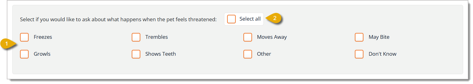 Image of the Threatened Behavior section in the Extended Behavior Information Configuration page.