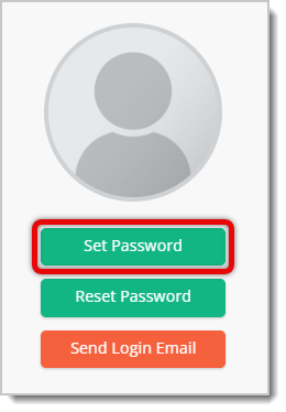 Image highlighting the Set Password button in a user's account details in the eTailPet Dashboard.