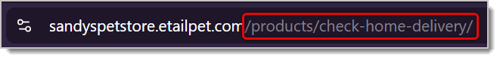 Image highlighting the URL path for the local home delivery eligibility page.