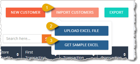 Image highlighting the Import Customers function and its options.