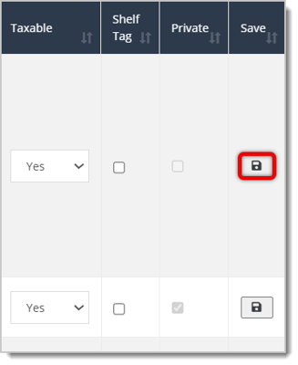 Image highlighting the Save button on the far right of an entry in the table of the Review My Margins area.