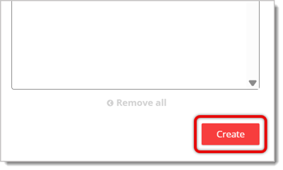 Image highlighting the Create button in the Create Promo Code / Price Slash form.