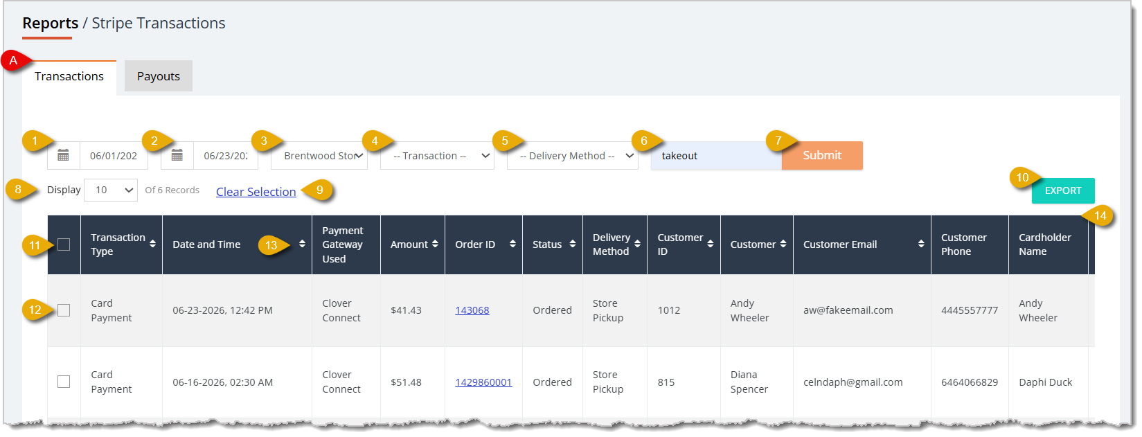 Image of a Stripe Transactions report.