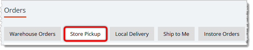 Image highlighting the Store Pickup tab in the Manage Orders area.
