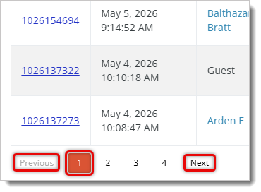 Image highlighting the page selection buttons in the Store Pickup area.