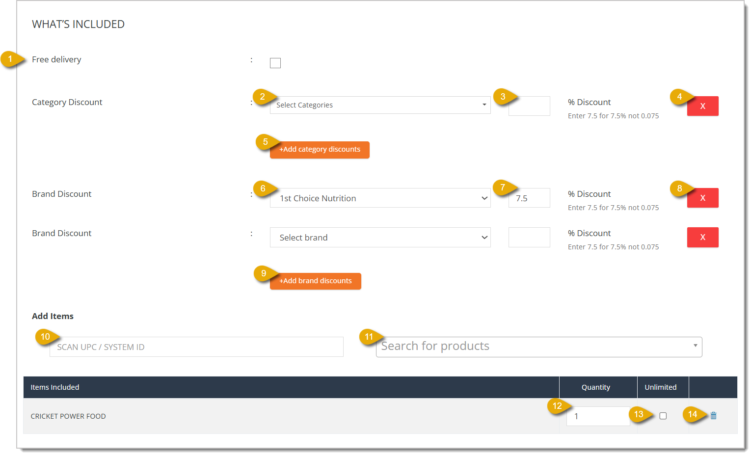 Image of the What's Included section in the Create Plan form.