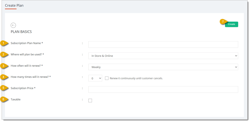Image of the Plan Basics section in the Create Plan form.