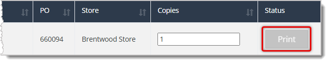 Image highlighting the grayed-out Print button.
