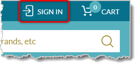 Image highlighting the Sign In function on an example eTailPet e-commerce website.