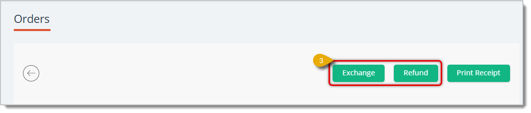 Image highlighting the Exchange and Refund buttons for an individual order.